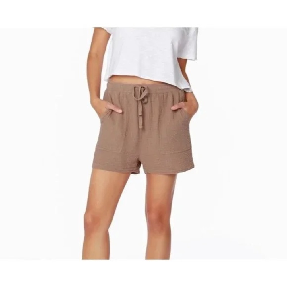 Bobi‎ Los Angeles Medium Tan Beach Gauze Drawstring Waist Utility Shorts